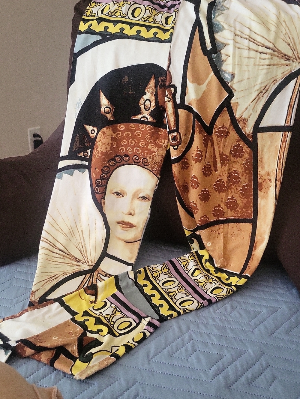 Women’s Printed Leggings in Brown & Cream - Stylish Art-Print Leggings